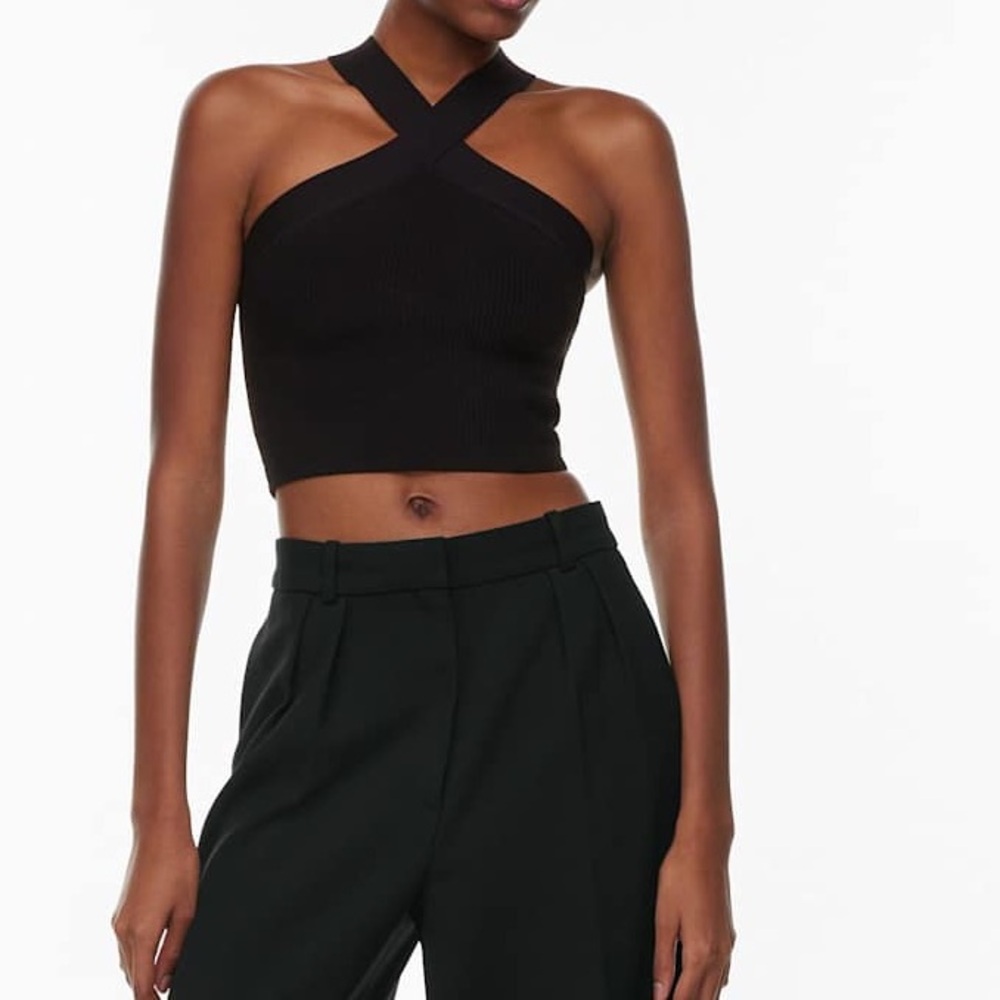 Aritzia Babaton Sculpt KnitCriss Cross Cropped Halter Tank Top - NWOT - Size XS